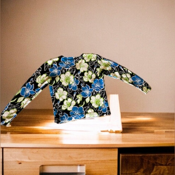 𝅺Rafaela floral multicolor sweater/ top‎ button down Cardigan size P/M - Picture 5 of 16